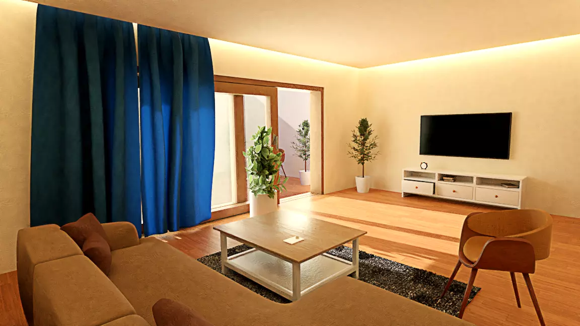 Small DrawingRoom Low-poly 3D model_0