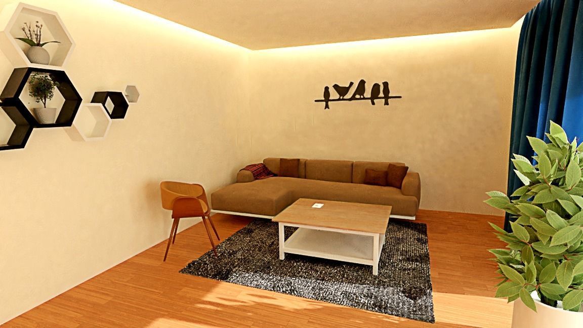 Small DrawingRoom Low-poly 3D model_1