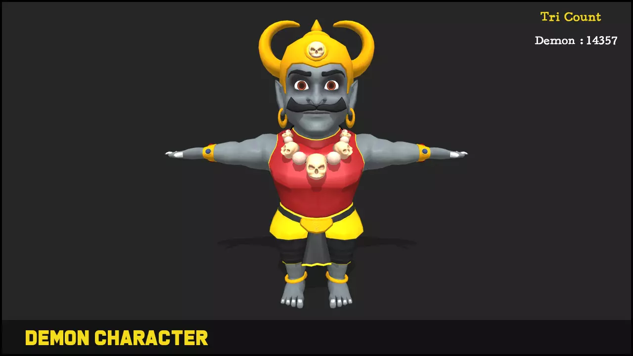 Demon character Low-poly 3D model_0