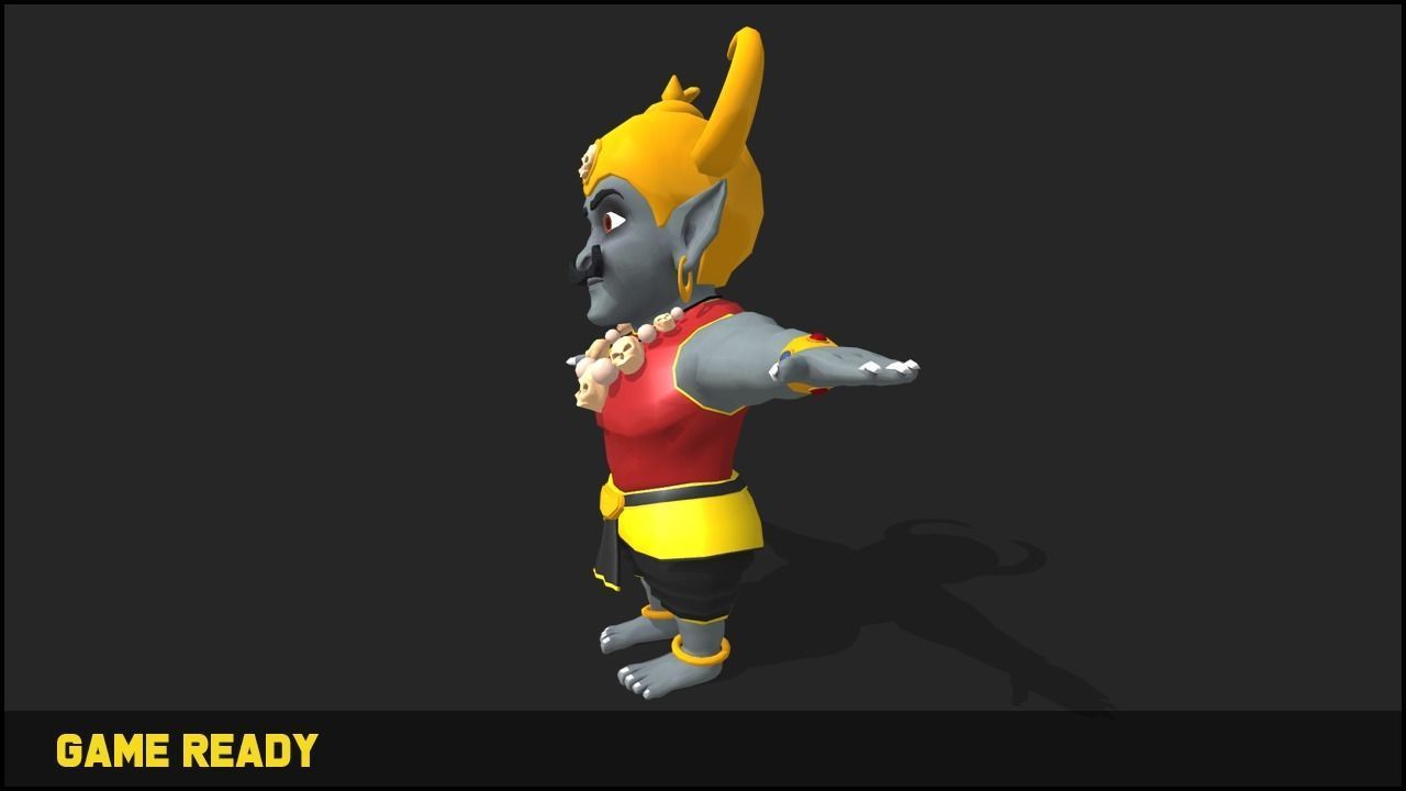 Demon character Low-poly 3D model_1