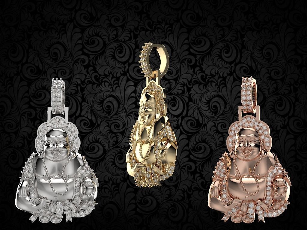 laughing buddha Diamond pendant 3D print model_22