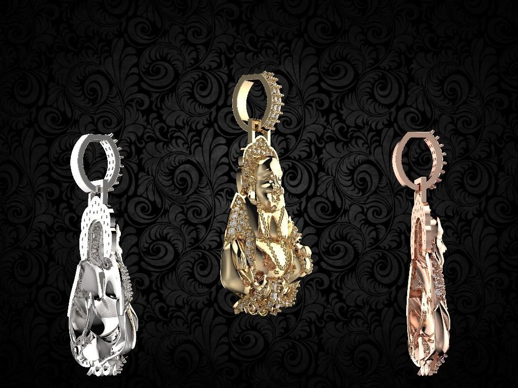 laughing buddha Diamond pendant 3D print model_17