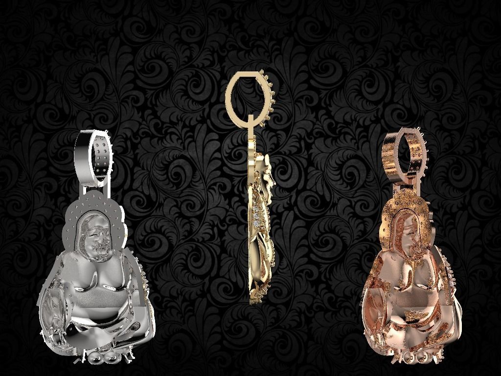 laughing buddha Diamond pendant 3D print model_15