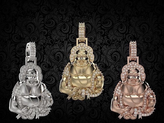 laughing buddha Diamond pendant  3D print model