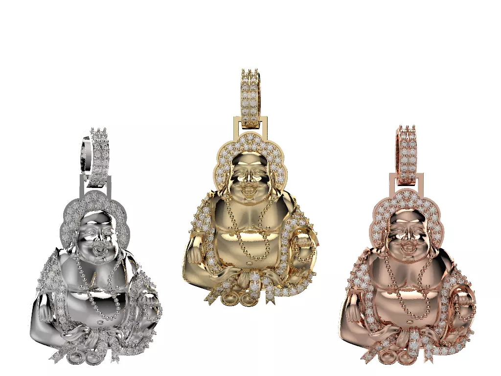 laughing buddha Diamond pendant 3D print model_0