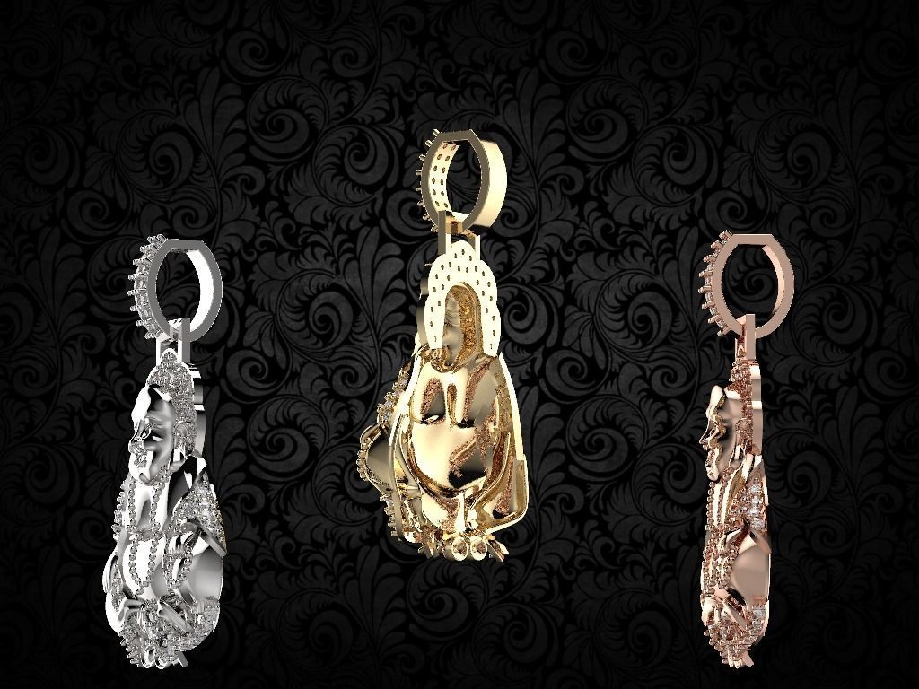 laughing buddha Diamond pendant 3D print model_25