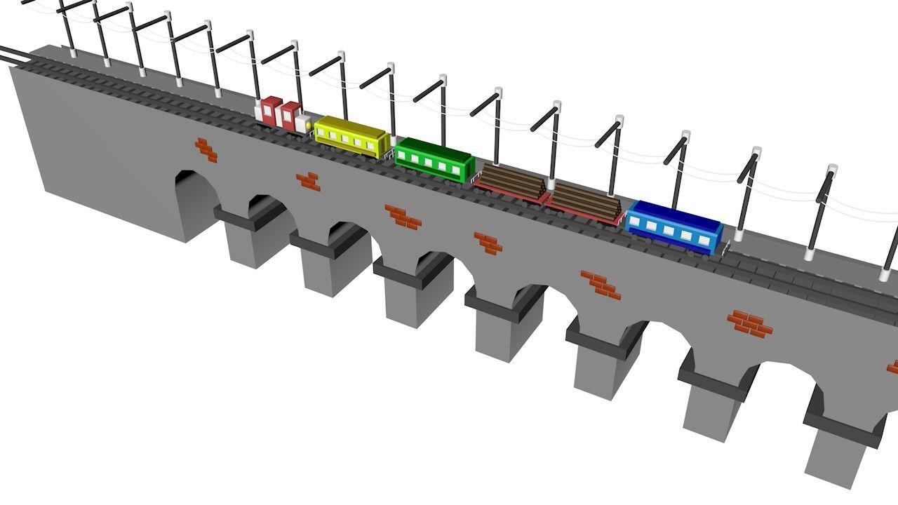Bridge and wagon 3D model_3