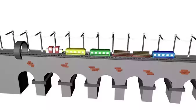 Bridge and wagon 3D model