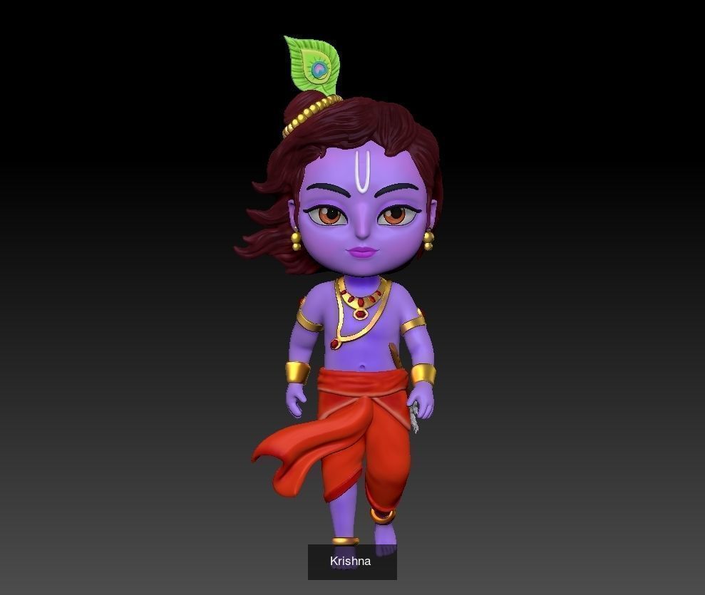 Little krishna full body and face  3D Model Collection_1