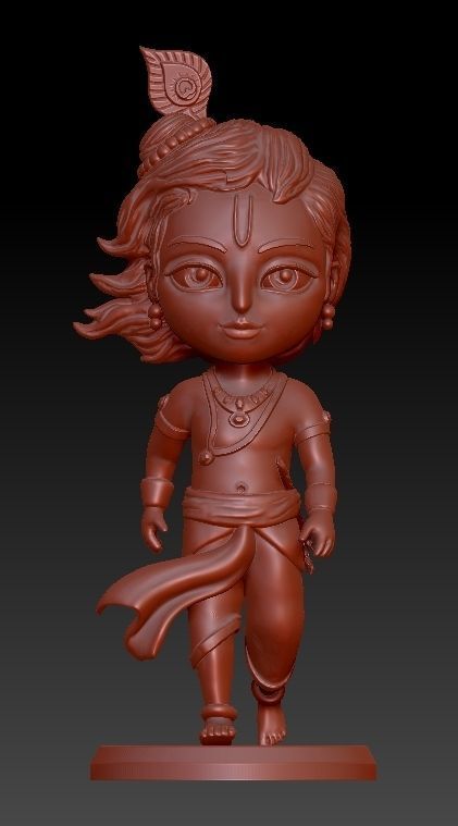 Little krishna full body and face  3D Model Collection_3