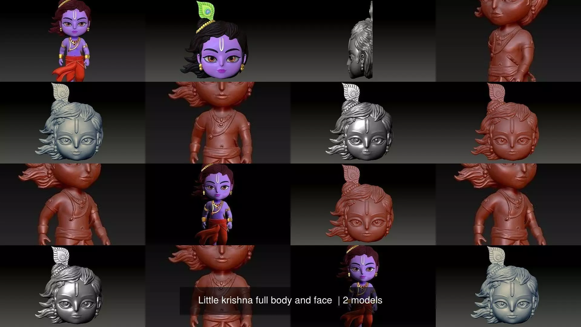 Little krishna full body and face  3D Model Collection_0