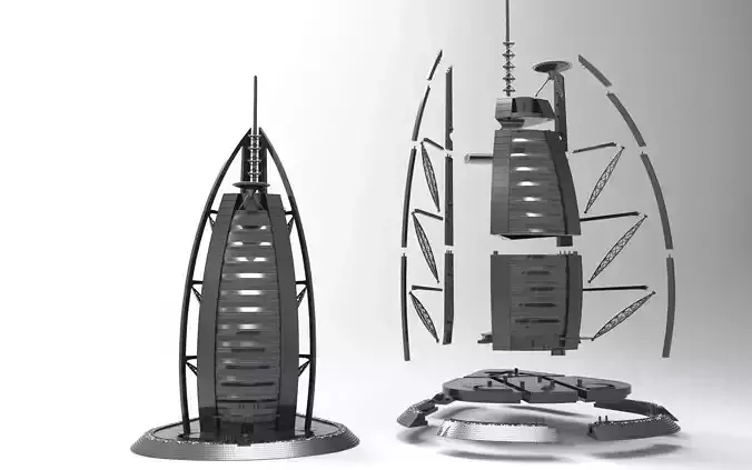 Burj Al Arab DIY scale model 500th 45 parts assembly instruction