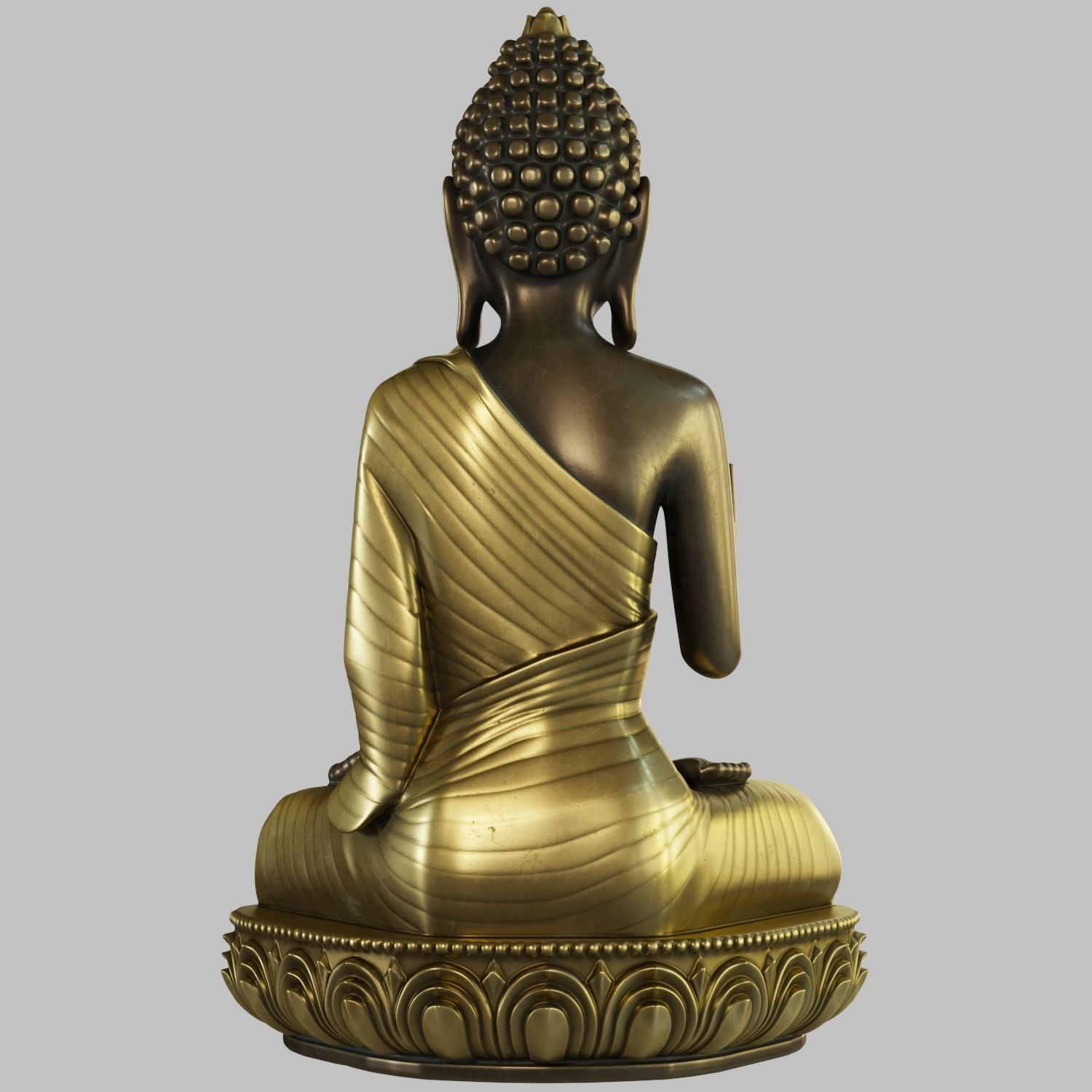 Meditating Buddha Statue with Lotus Flower 3D Model 3D print model_3