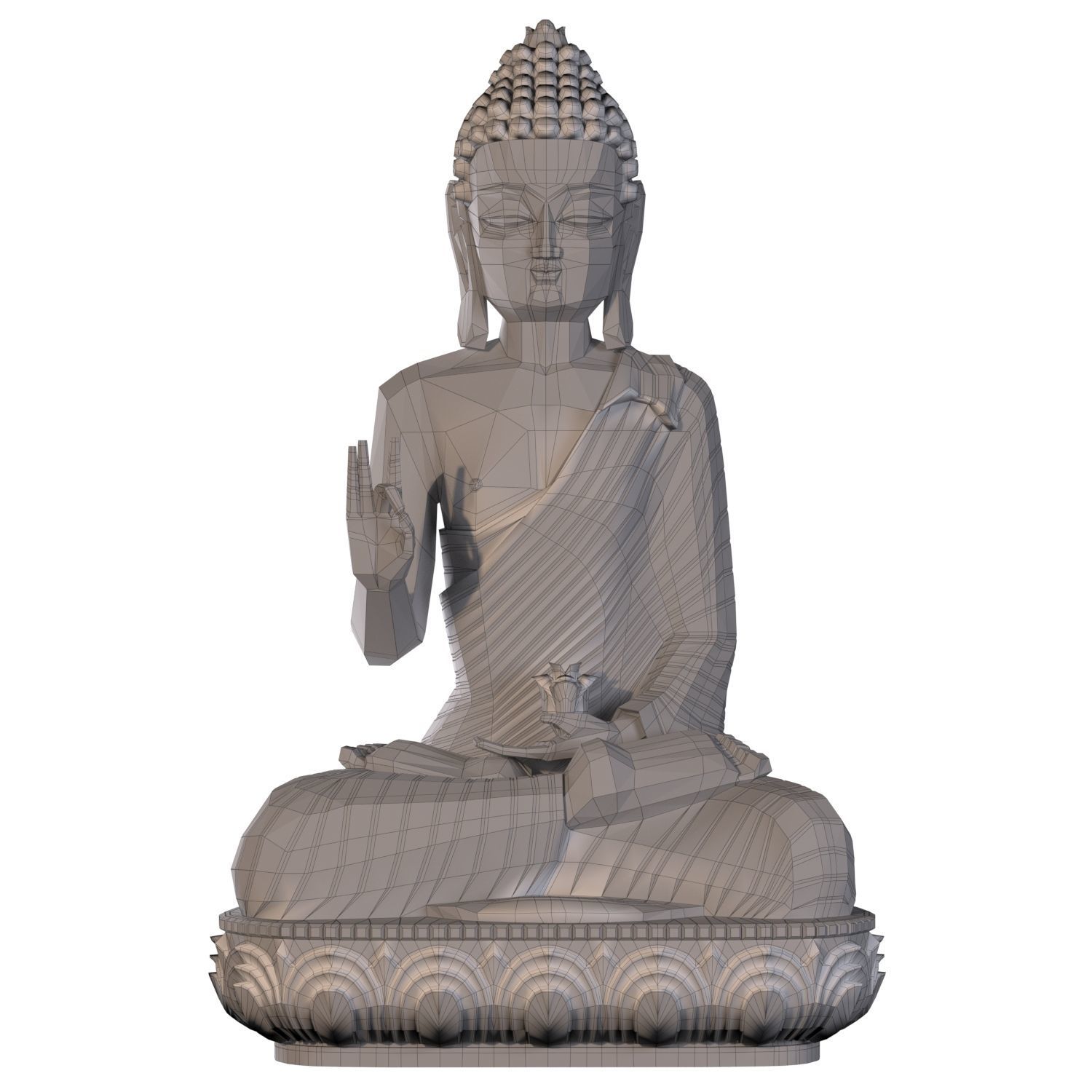 Meditating Buddha Statue with Lotus Flower 3D Model 3D print model_5