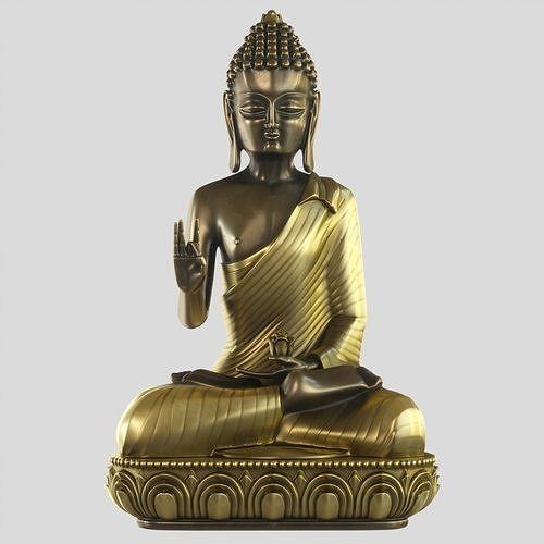 Meditating Buddha Statue with Lotus Flower 3D Model 3D print model