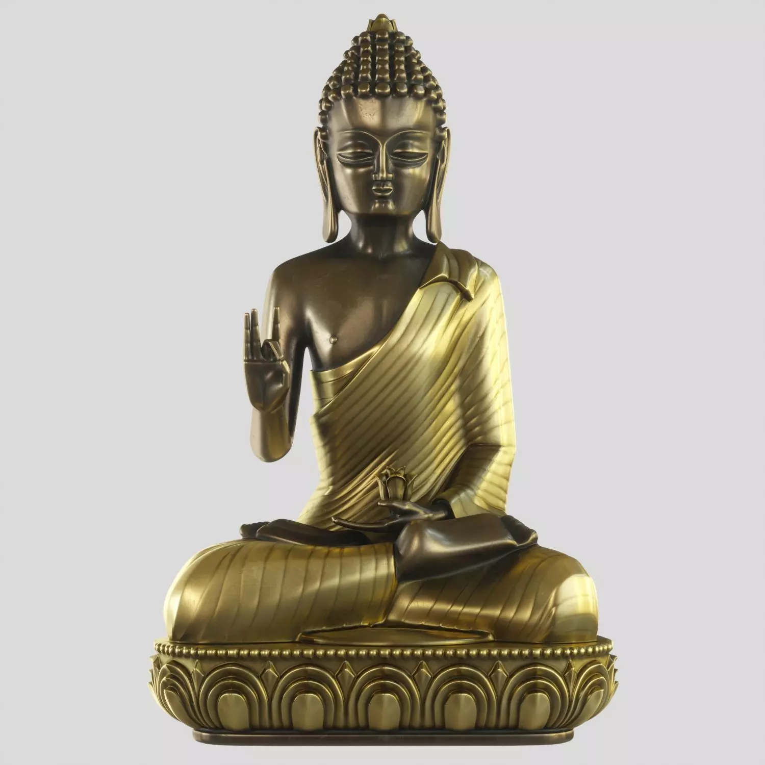Meditating Buddha Statue with Lotus Flower 3D Model 3D print model_0