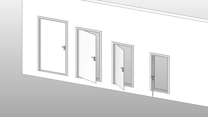 Door - Full Parametric Revit Family Low-poly 3D model