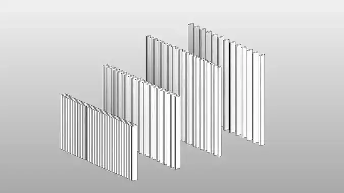 Segmented Wall - Full Parametric Revit Family 3D model