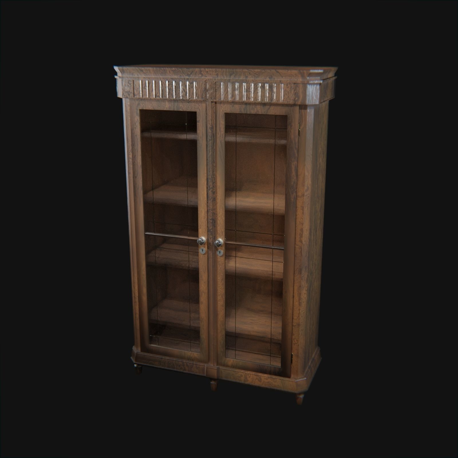 Decorative wooden oldschool cupboard Low-poly 3D model_2
