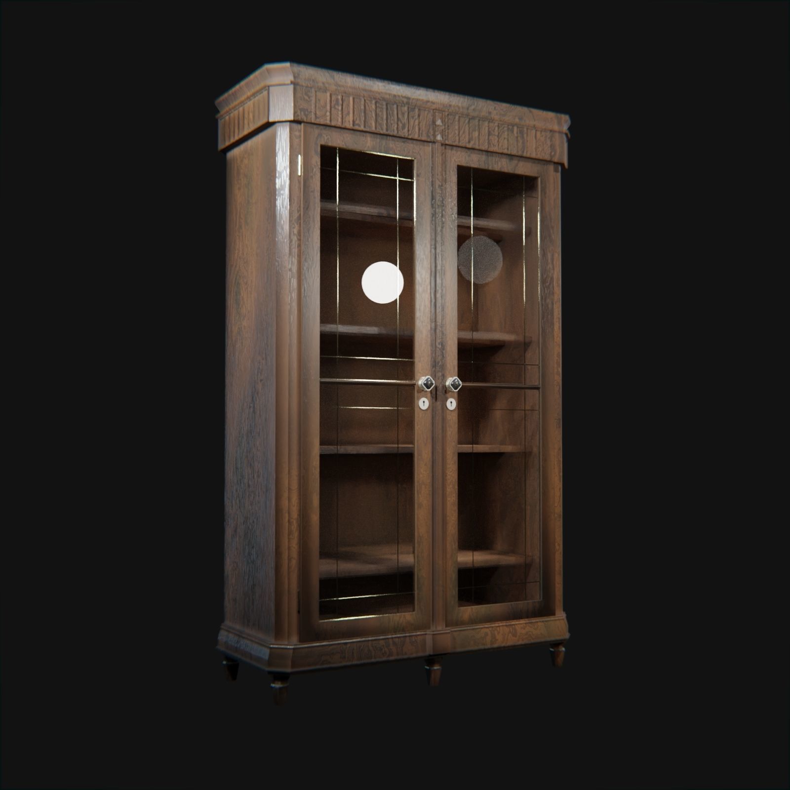 Decorative wooden oldschool cupboard Low-poly 3D model_1