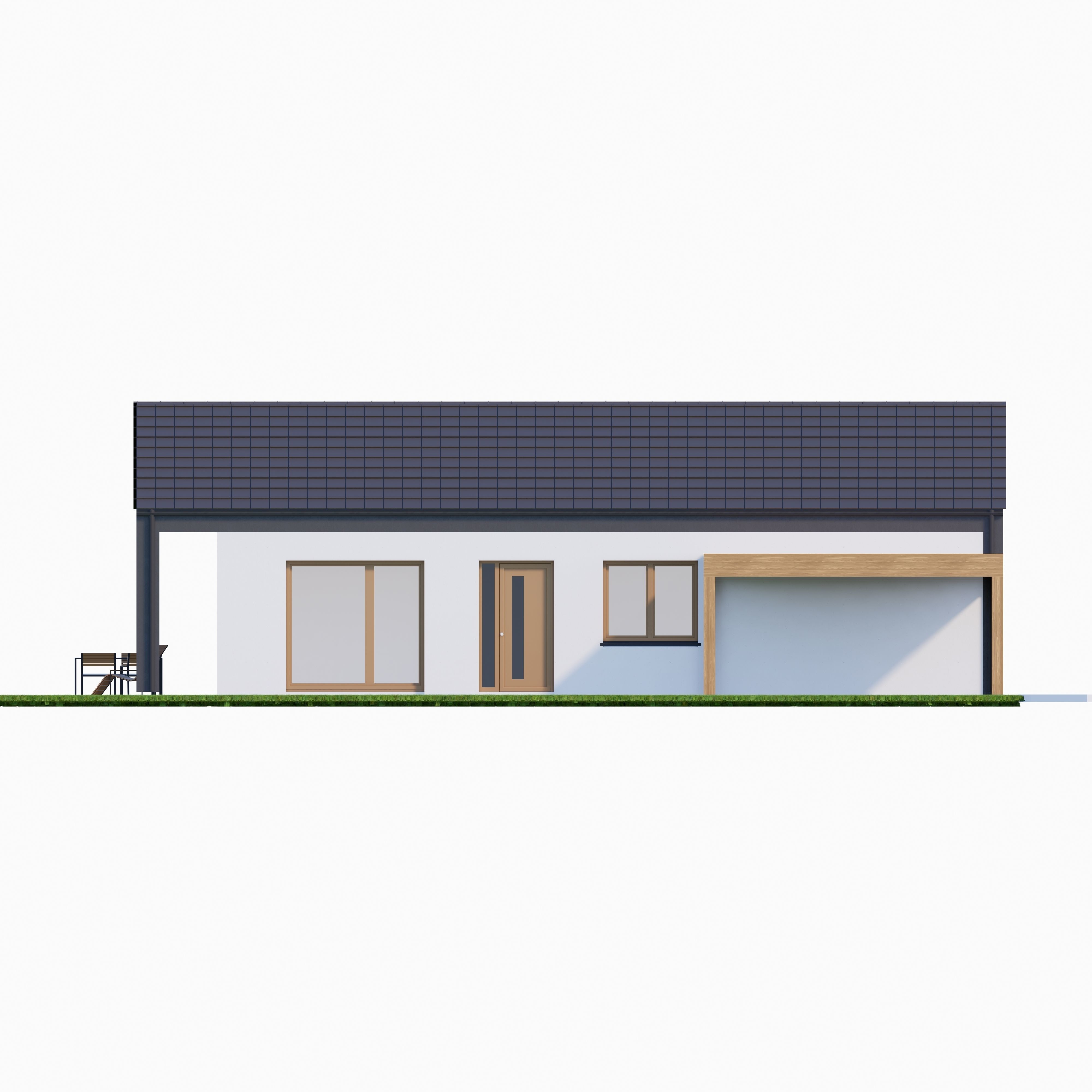 Bungalow 1 house with roof Low-poly 3D model_5