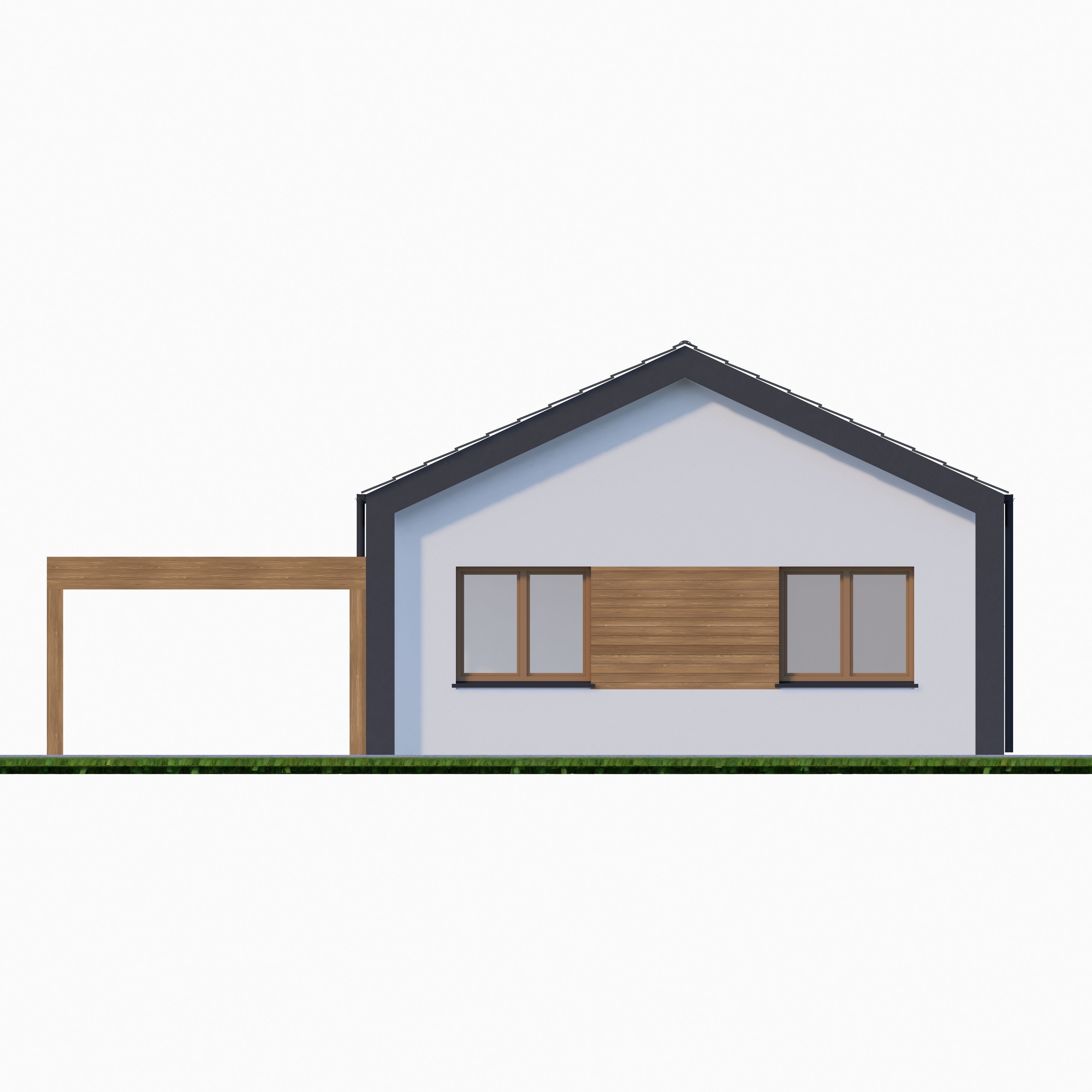 Bungalow 1 house with roof Low-poly 3D model_2