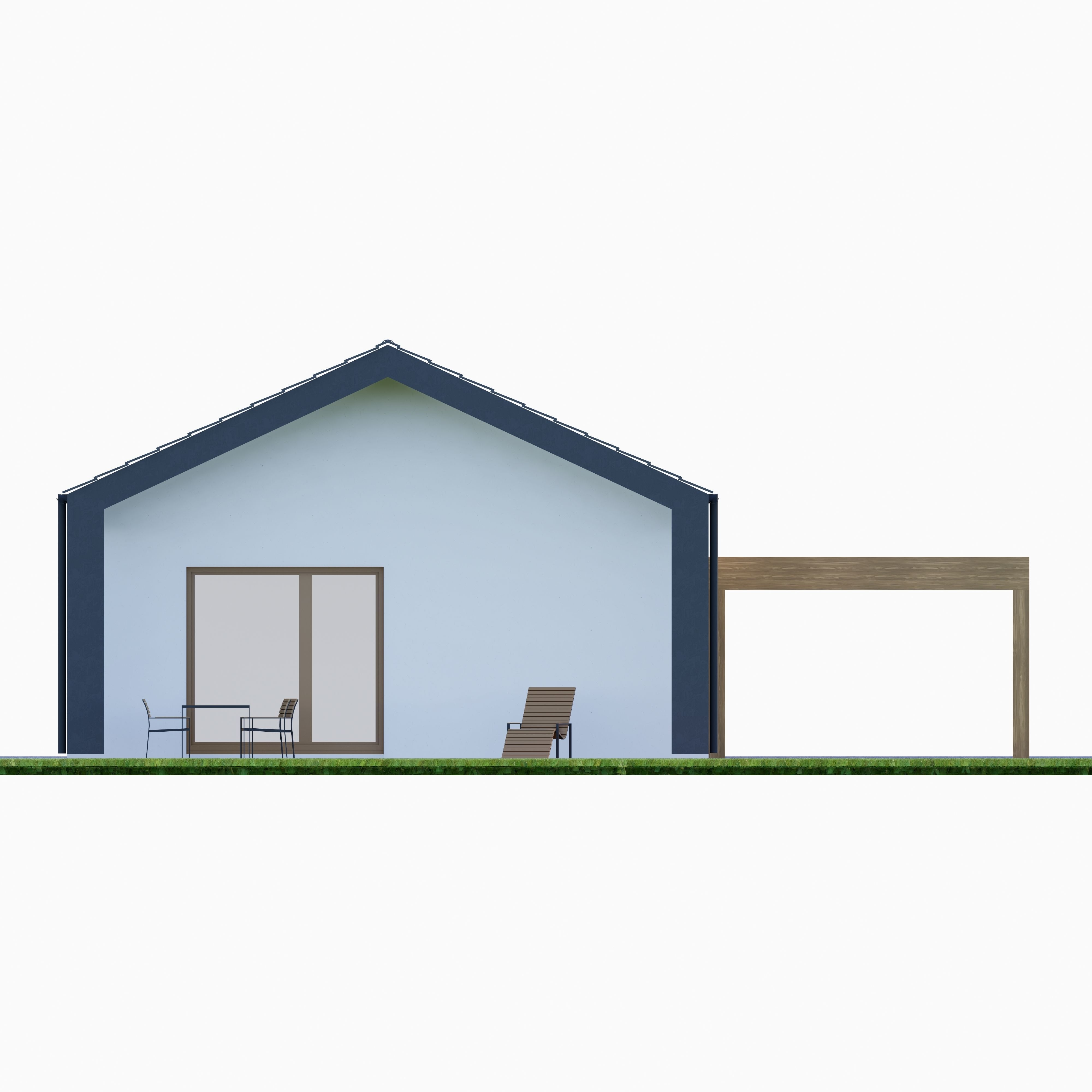 Bungalow 1 house with roof Low-poly 3D model_4