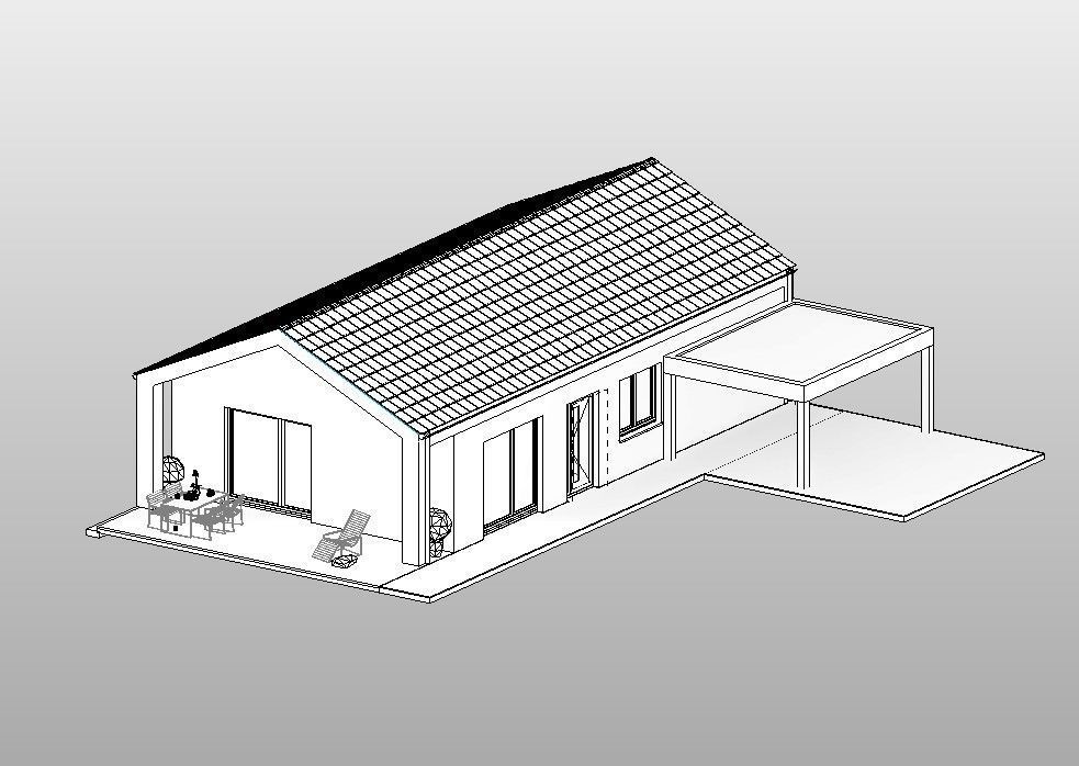 Bungalow 1 house with roof Low-poly 3D model_6