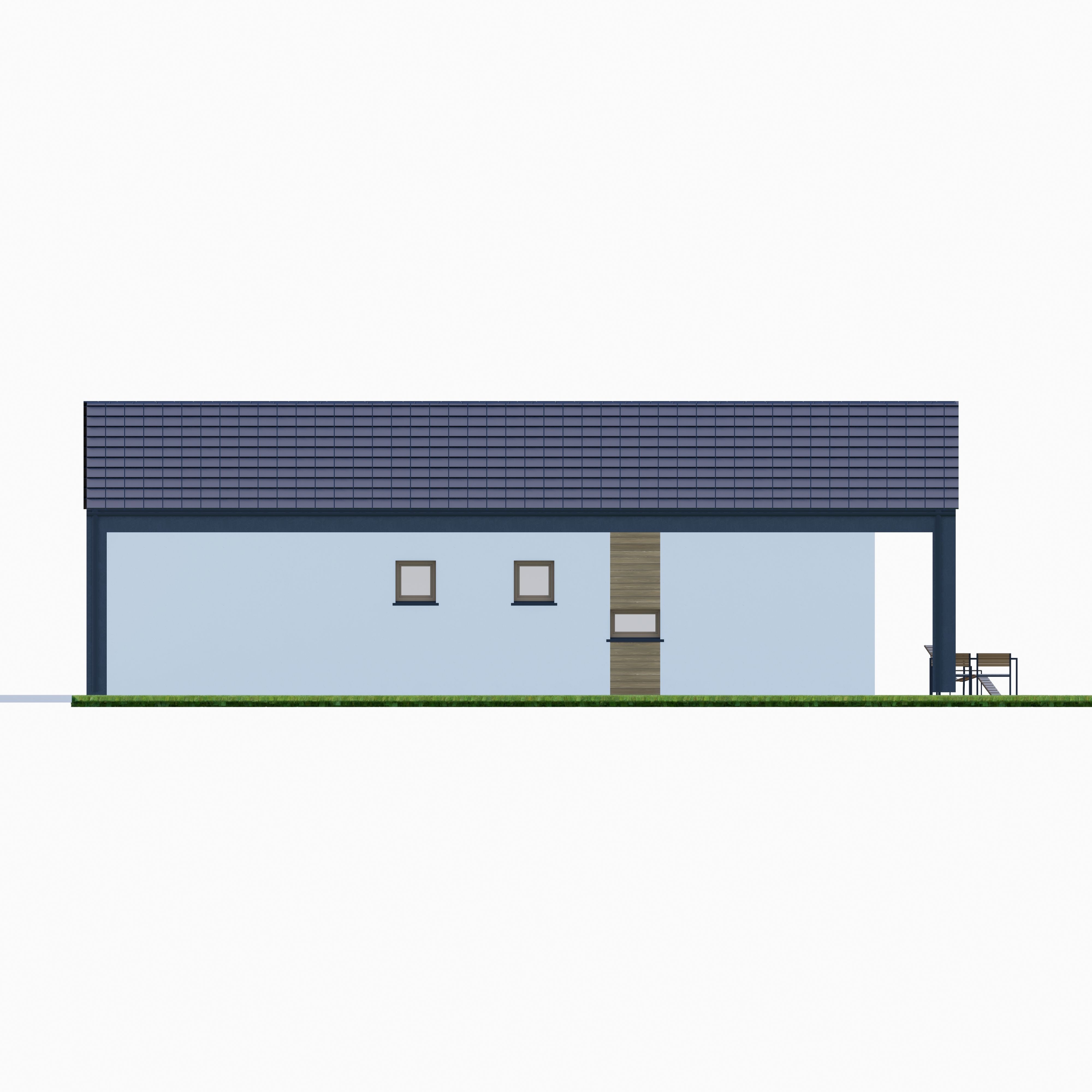 Bungalow 1 house with roof Low-poly 3D model_3