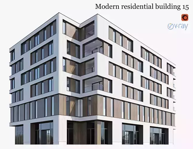 Modern residential building 15 3D model Modern residential building 15 3D model