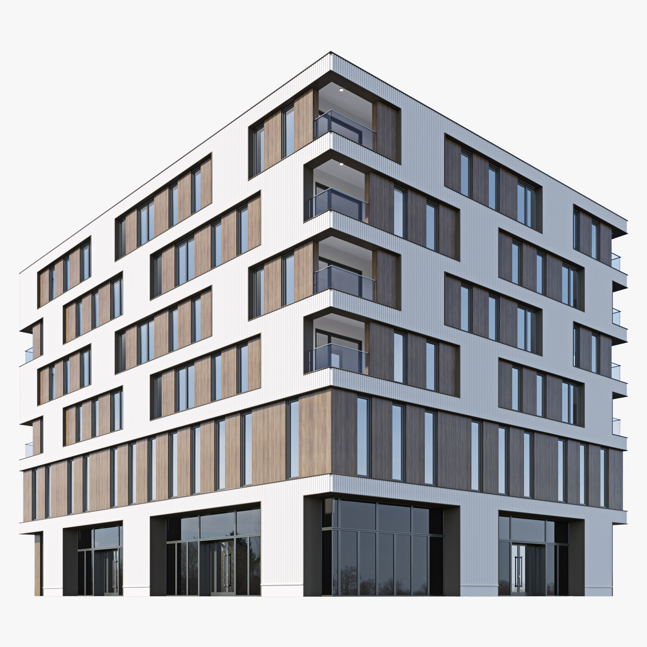 Modern residential building 15 3D model_1
