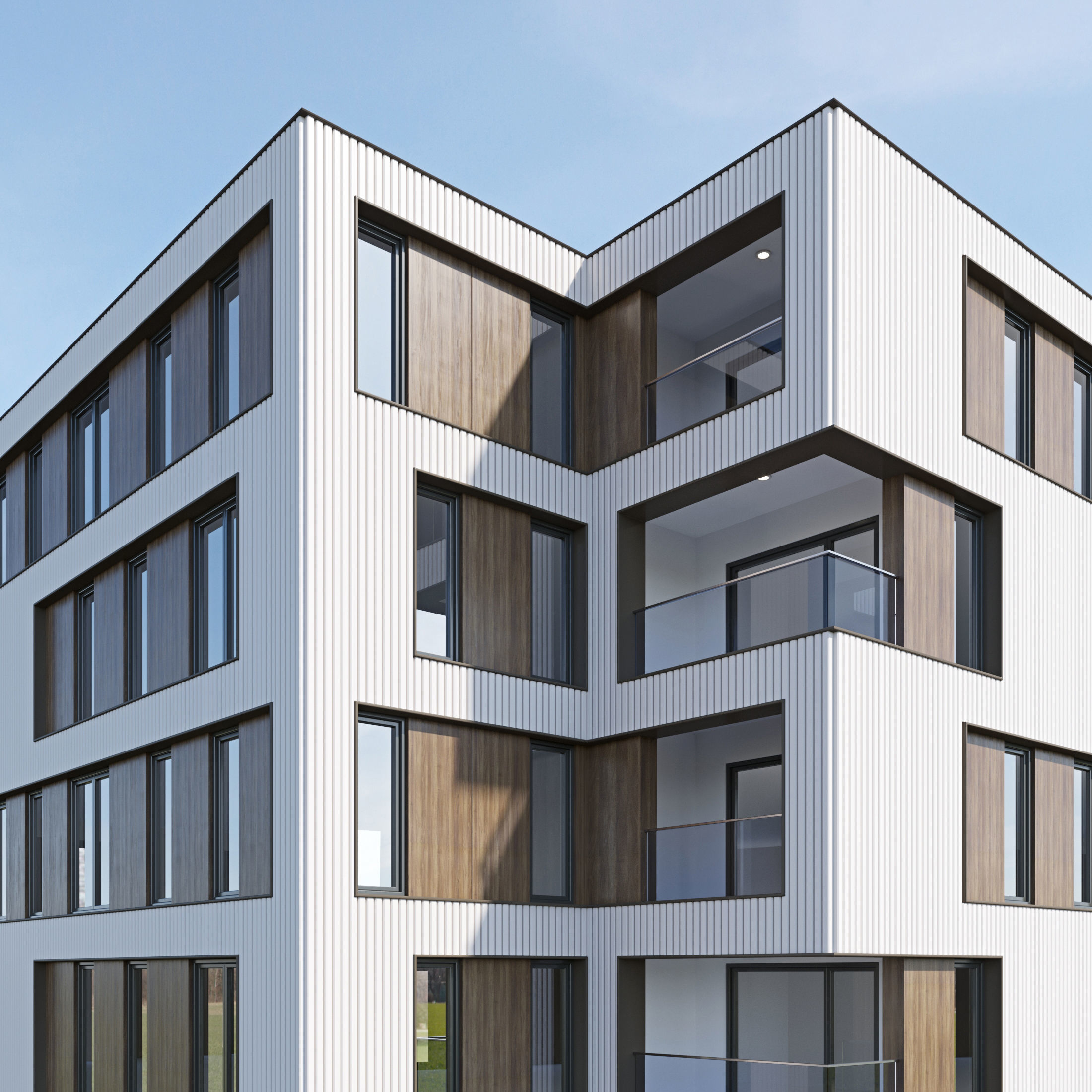Modern residential building 15 3D model_4
