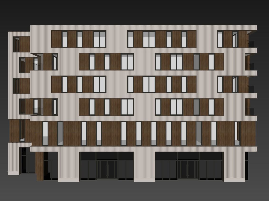 Modern residential building 15 3D model_7