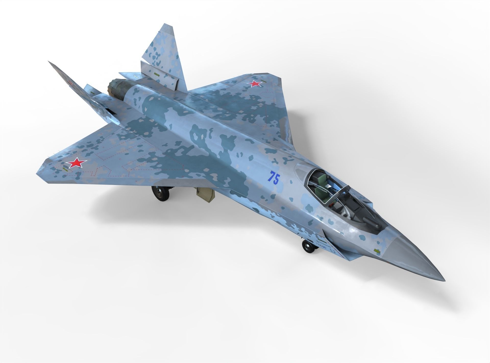 Sukhoi checkmate T-75 LTS Low-poly 3D model_3