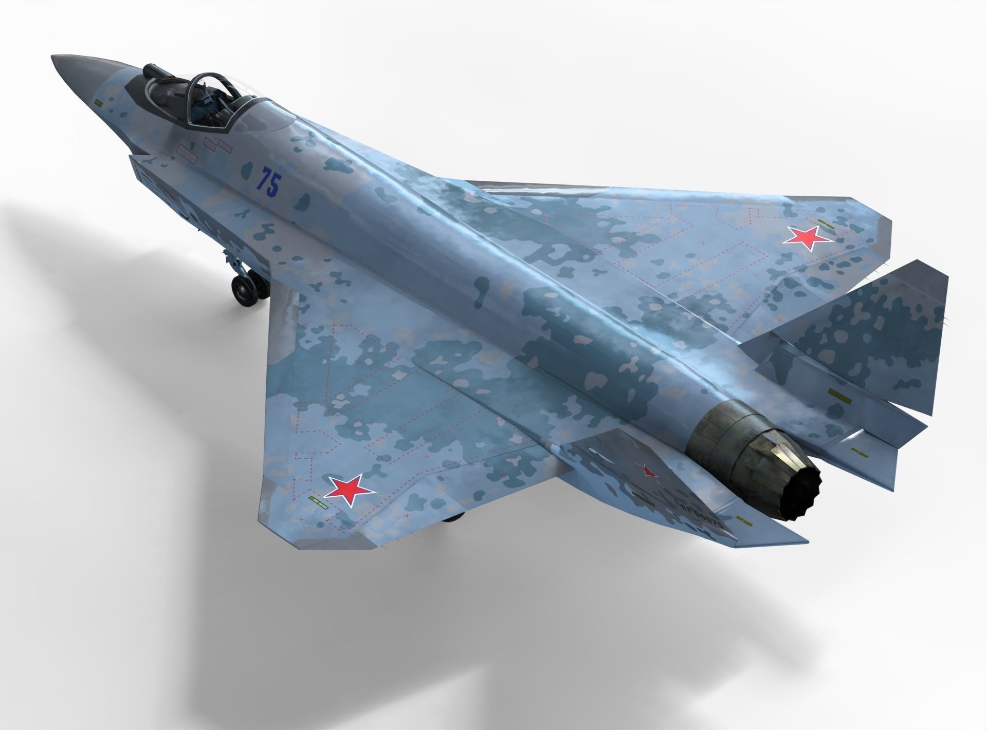 Sukhoi checkmate T-75 LTS Low-poly 3D model_4