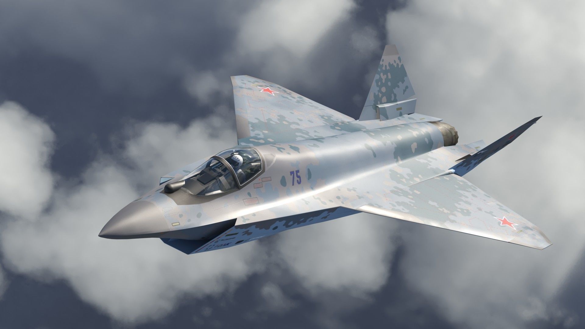 Sukhoi checkmate T-75 LTS Low-poly 3D model_11