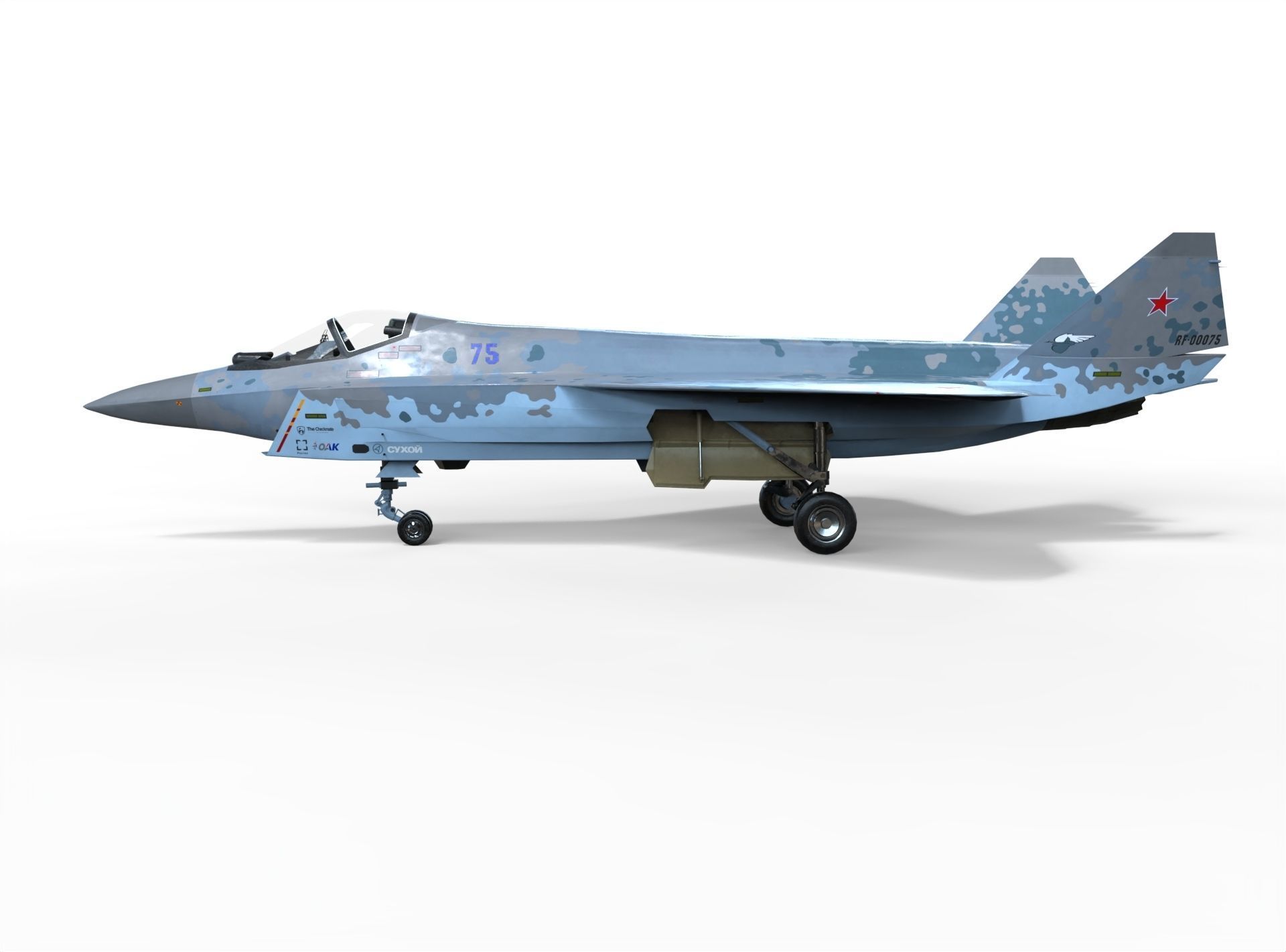 Sukhoi checkmate T-75 LTS Low-poly 3D model_8