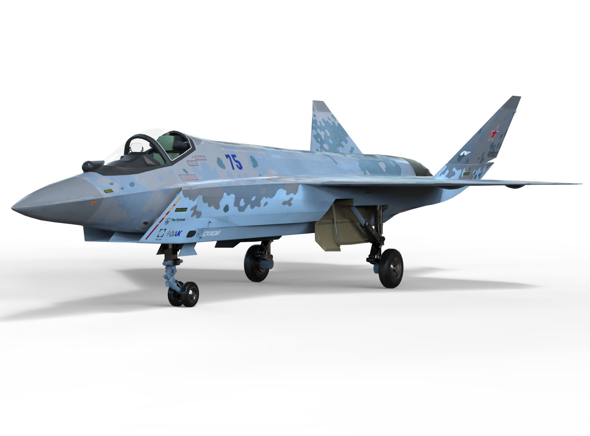 Sukhoi checkmate T-75 LTS Low-poly 3D model_12