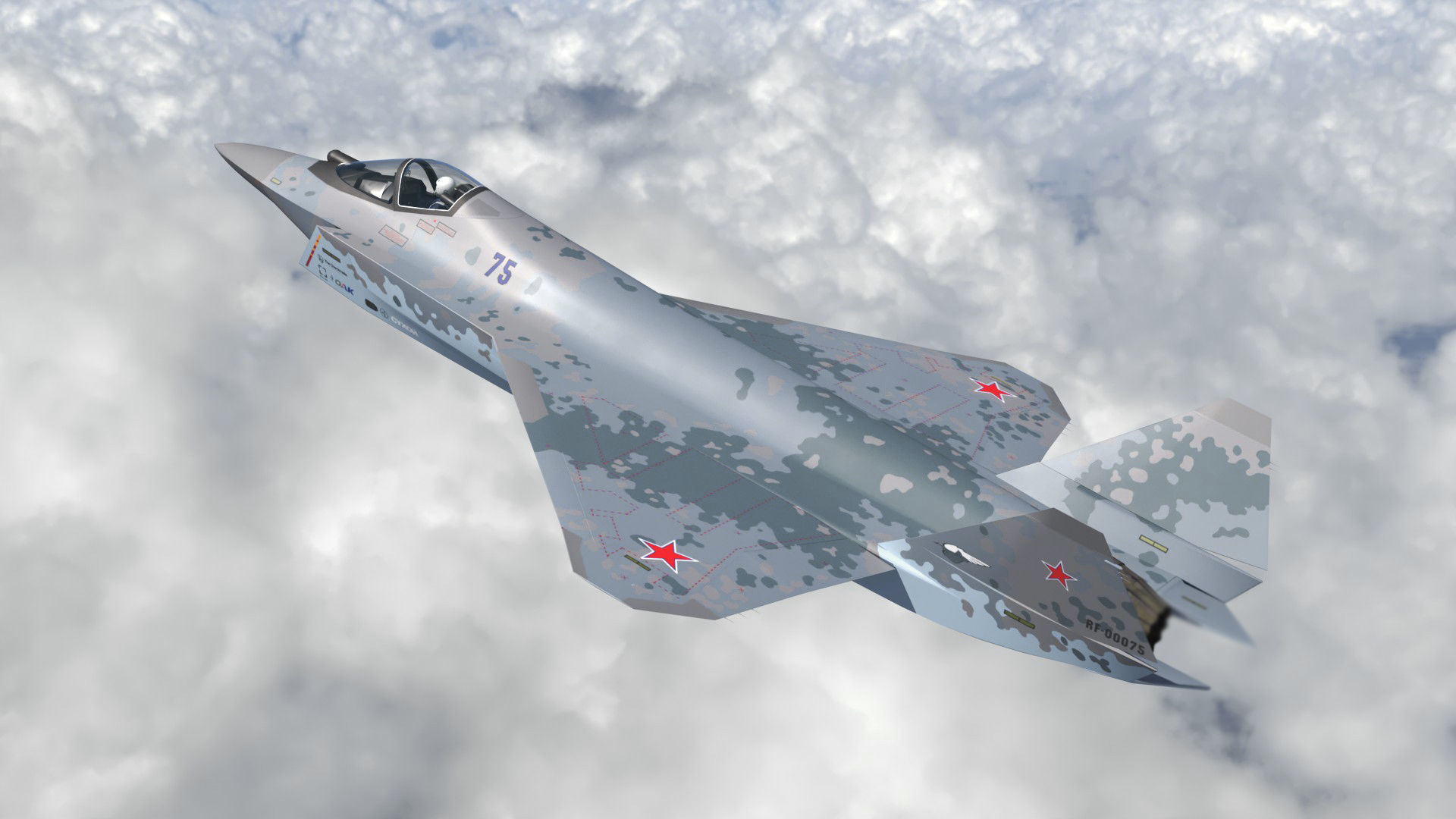 Sukhoi checkmate T-75 LTS Low-poly 3D model_2