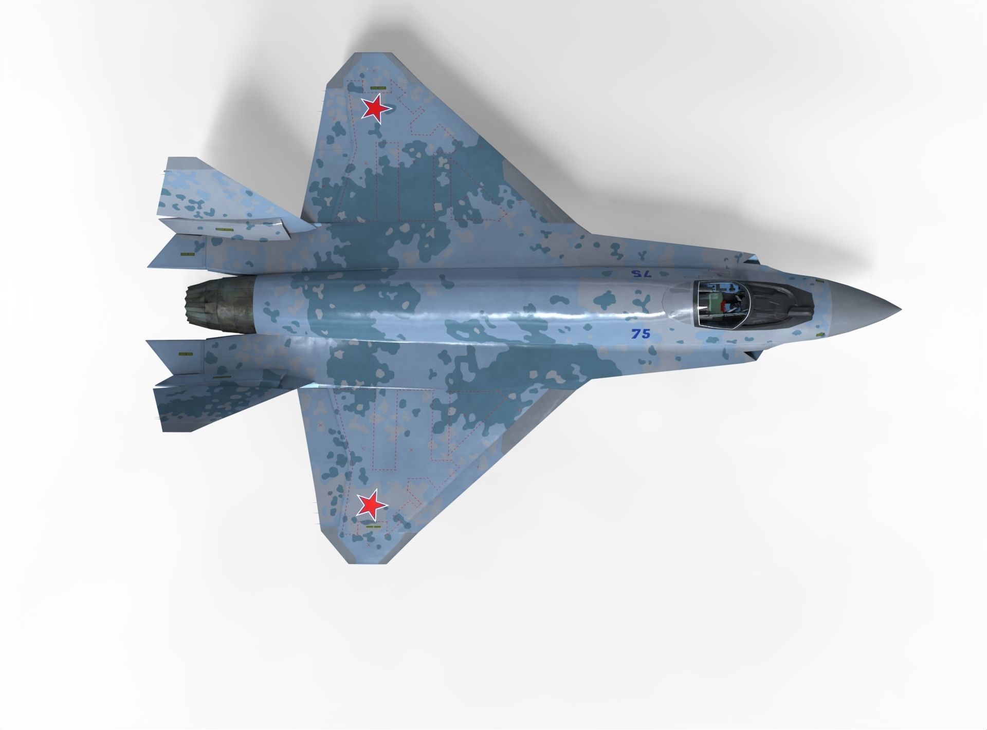 Sukhoi checkmate T-75 LTS Low-poly 3D model_7