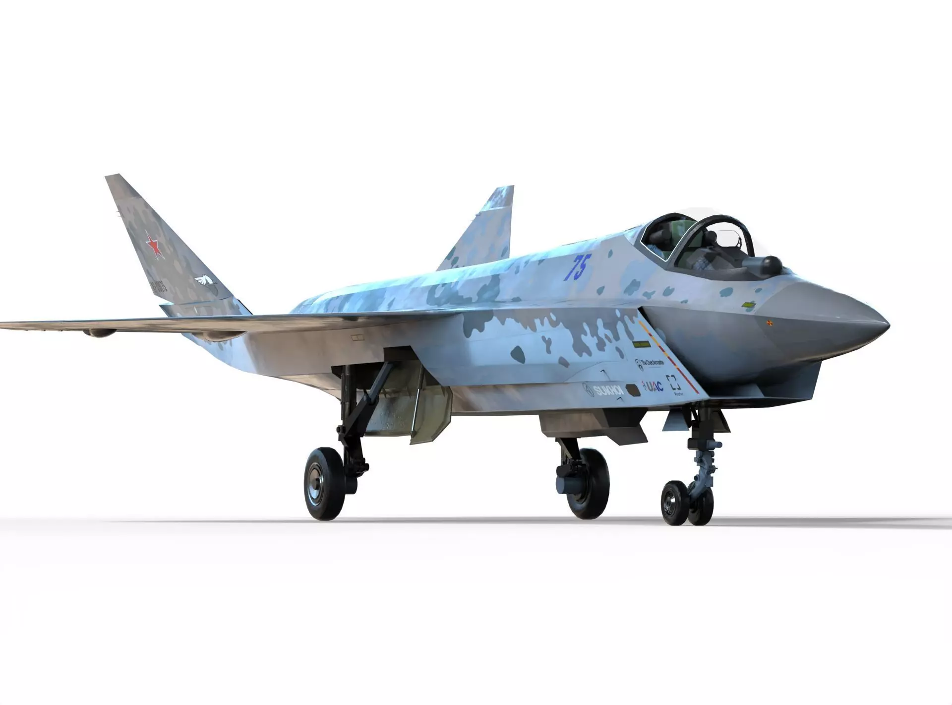 Sukhoi checkmate T-75 LTS Low-poly 3D model_0