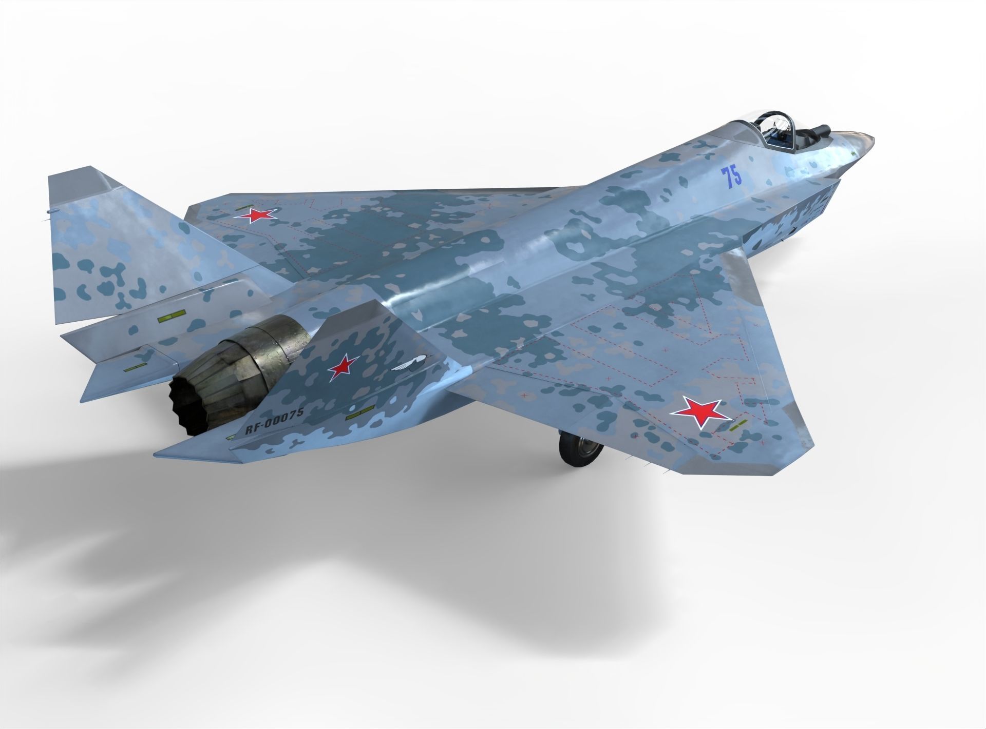 Sukhoi checkmate T-75 LTS Low-poly 3D model_9
