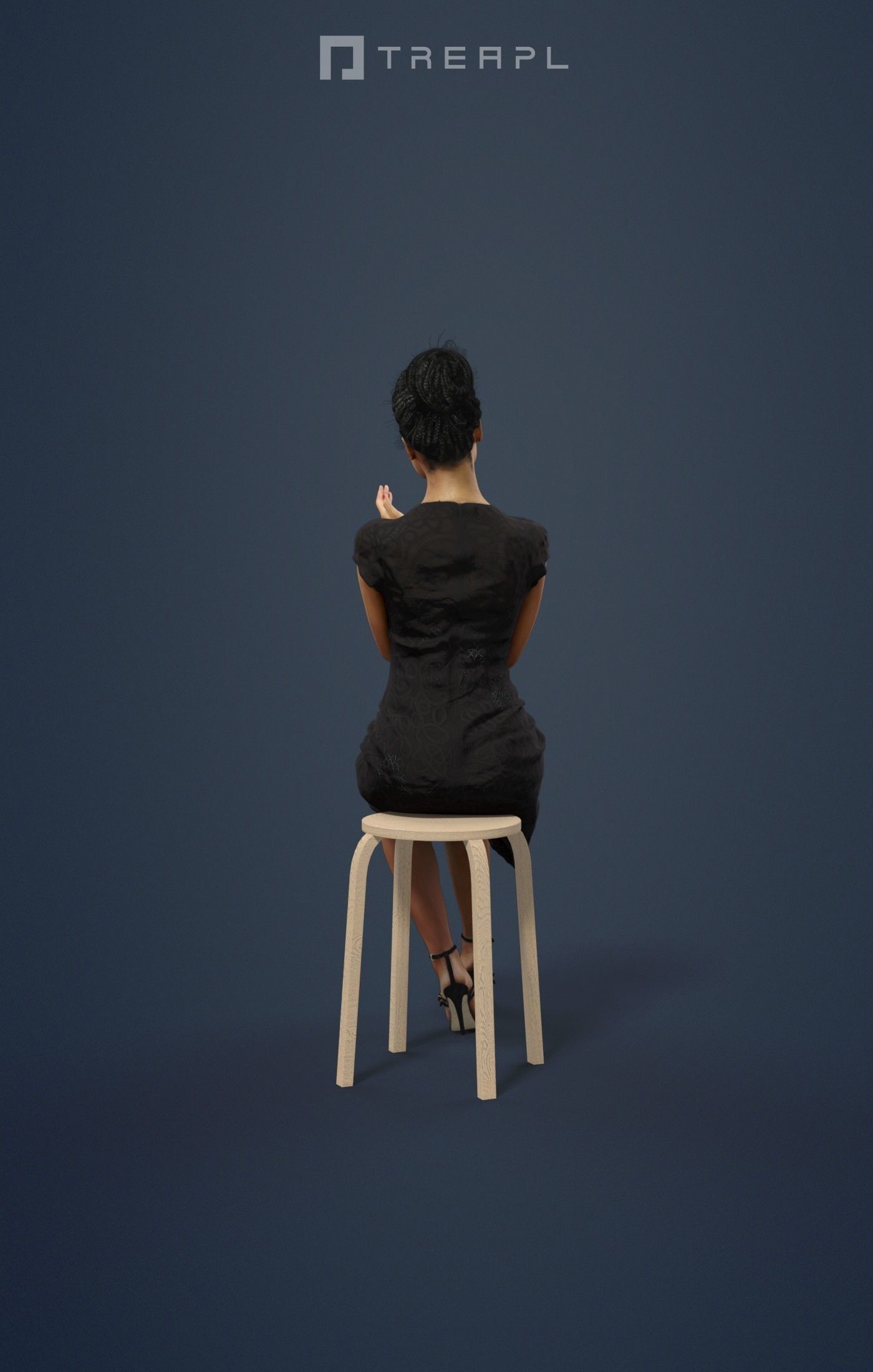 3d crowds and foreground May clap elegant sitting African woman 3D Model Collection_21