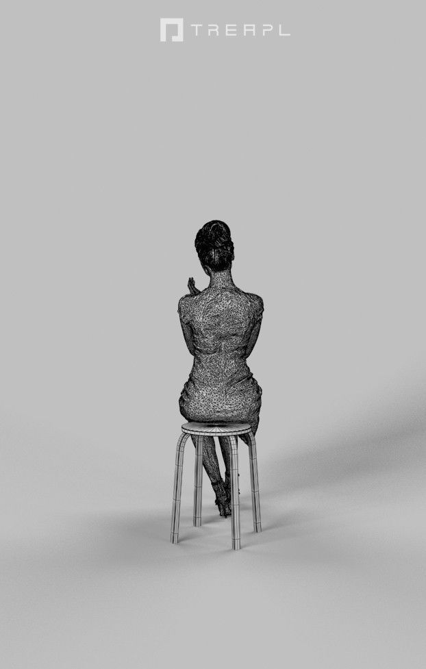 3d crowds and foreground May clap elegant sitting African woman 3D Model Collection_19