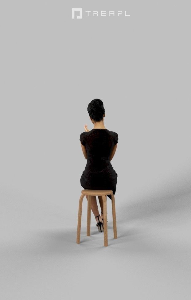 3d crowds and foreground May clap elegant sitting African woman 3D Model Collection_15