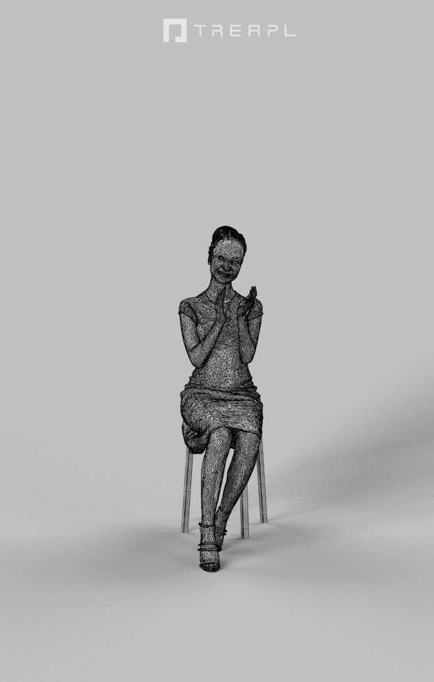 3d crowds and foreground May clap elegant sitting African woman 3D Model Collection_18