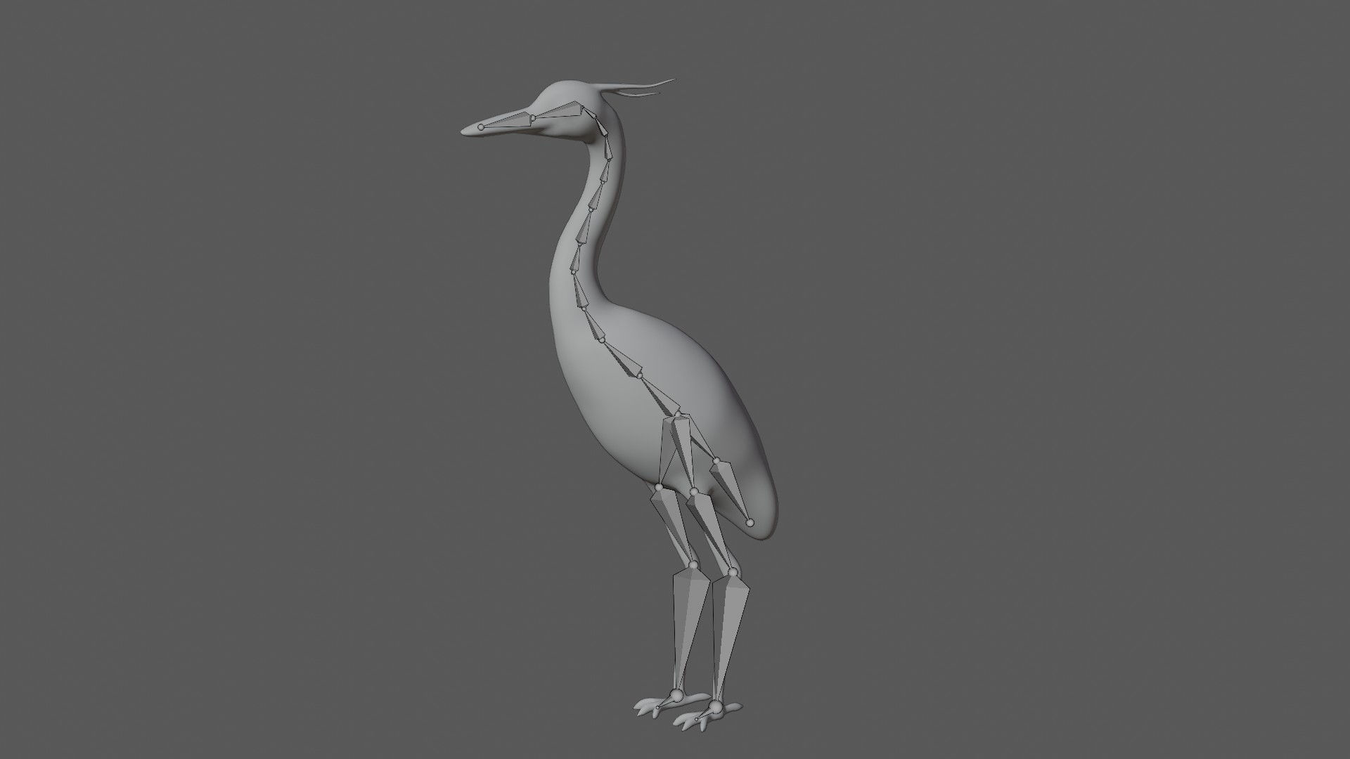 Egret great Low-poly 3D model_7