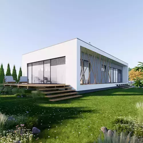 Bungalow 5 - Created with fully parametric Revit Families  Low-poly 3D model
