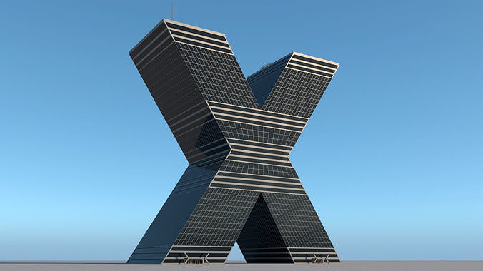 High-rise building skyscraper  letter X 3D model 3D model