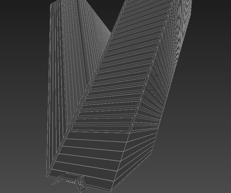 High-rise building skyscraper  letter V 3D model 3D model_10